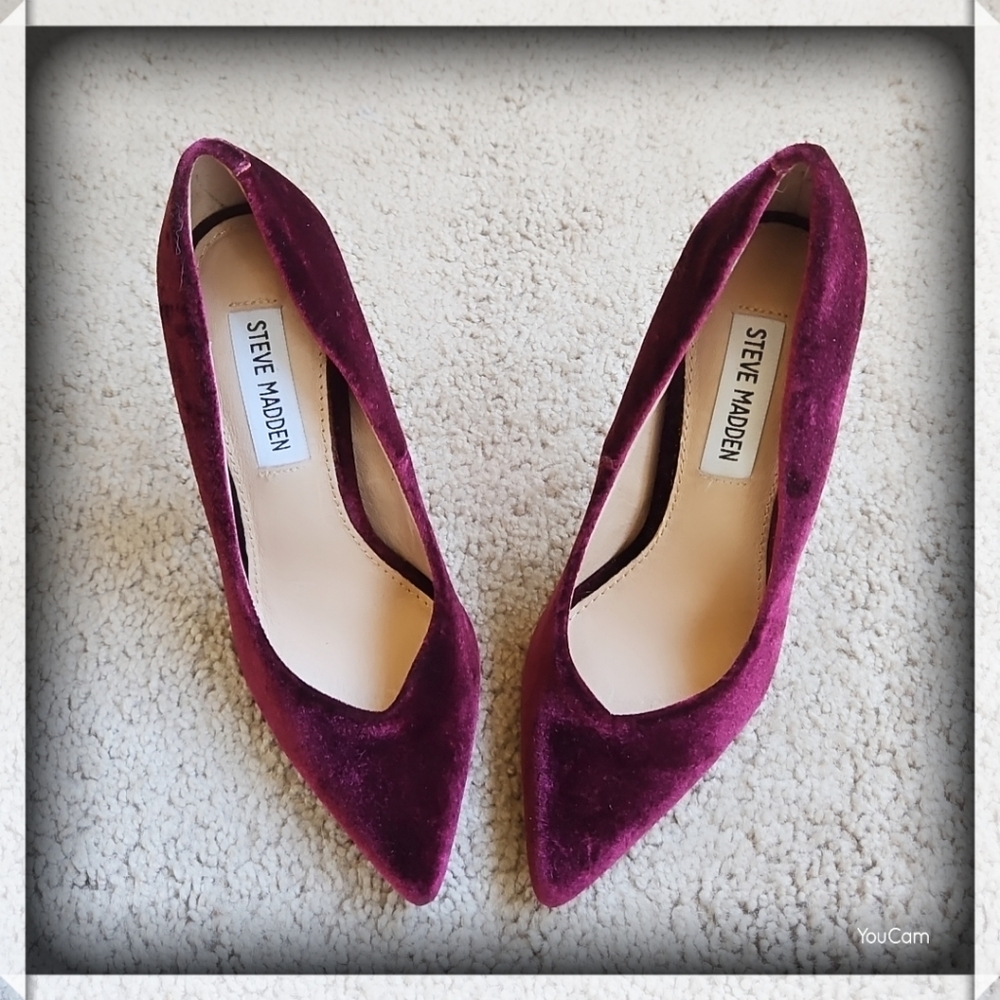 Steve Madden Savy Burgundy Suede Pointed Toe Stiletto Heel Pump Size 5.5M
